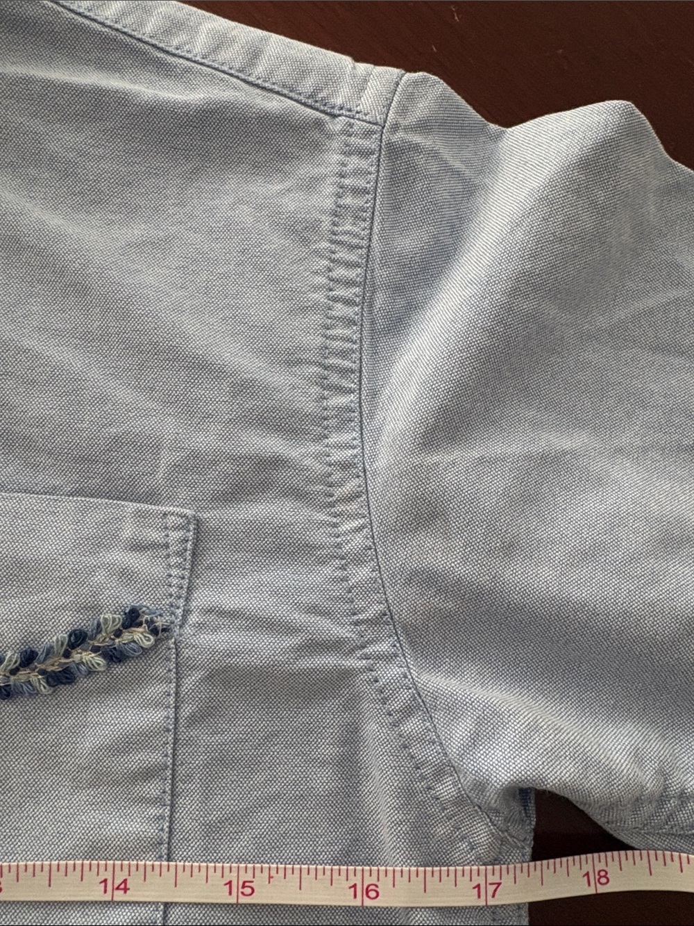 Old Navy Light Blue oxford with Floral Ruffle Hem detail - Picture 12 of 12